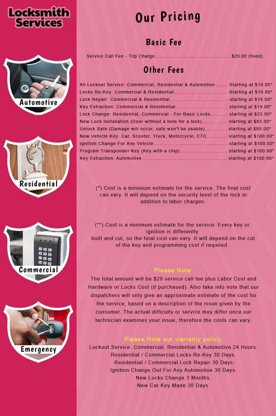 Township of Washington NJ Locksmith Township of Washington, NJ 201-897-9212 - price-list-c-18